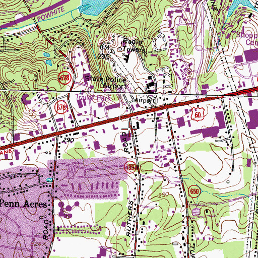 Topographic Map of Sixty West Shopping Center, VA