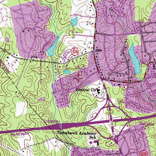 Topographic Map of Wedgewood, VA