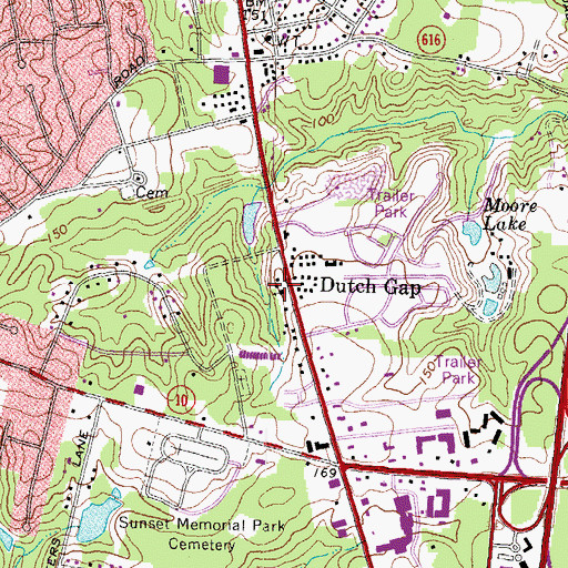 Topographic Map of Bermuda Baptist Church, VA