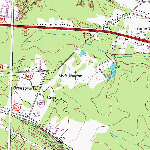 Topographic Map of Bermuda Golf Course, VA