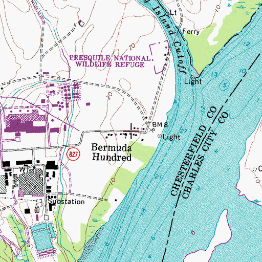 Topographic Map of Bermuda Hundred United Methodist Church, VA
