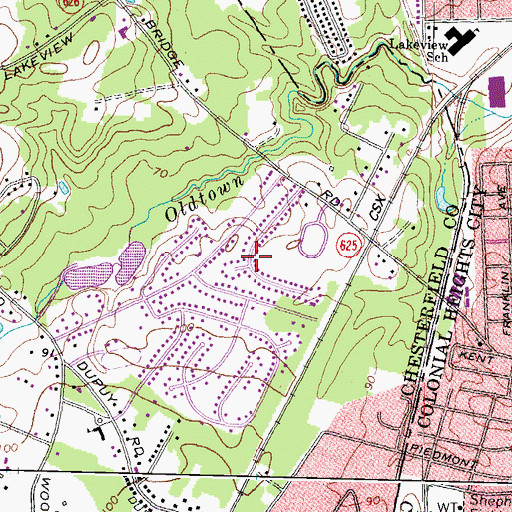 Topographic Map of Braebrook Village, VA