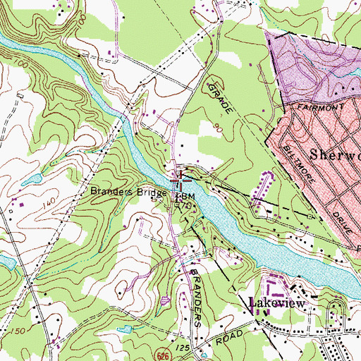 Topographic Map of Branders Bridge, VA