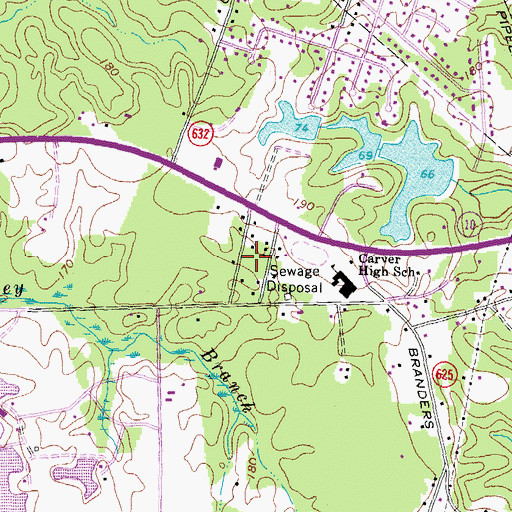 Topographic Map of Carver Homes, VA