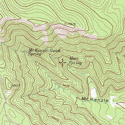 Topographic Map of Hart Spring, CO