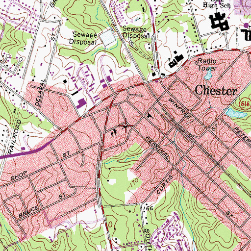 Topographic Map of Chester United Methodist Church, VA