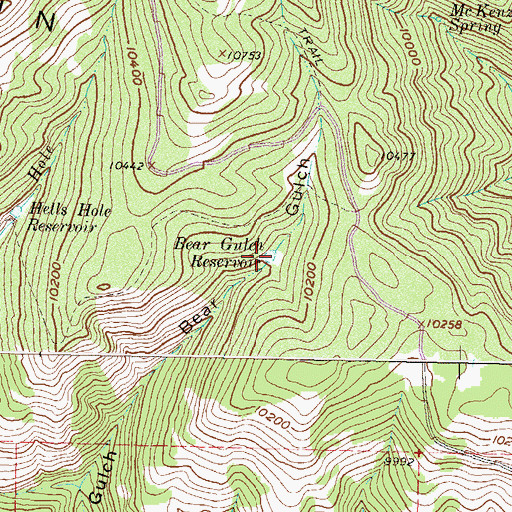 Topographic Map of Bear Gulch Reservoir, CO