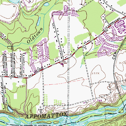 Topographic Map of Ettrick-Matoaca Branch Chesterfield County Library, VA