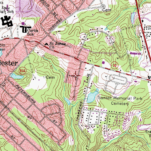 Topographic Map of Grove Place, VA