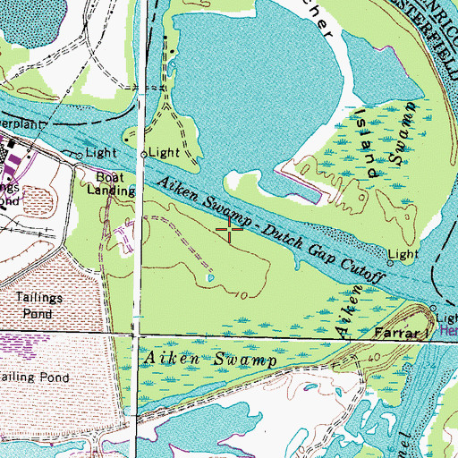 Topographic Map of Henricus Park, VA