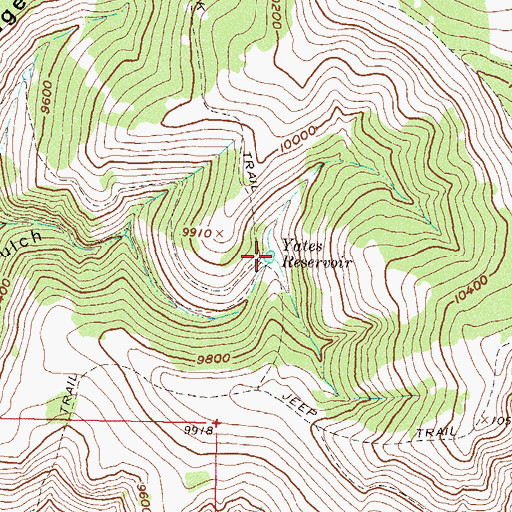 Topographic Map of Yates Reservoir, CO