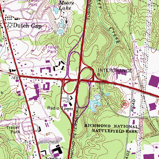 Topographic Map of Interchange 61, VA