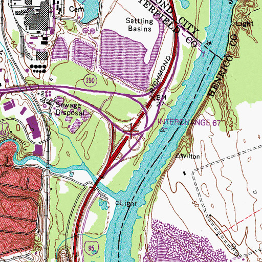 Topographic Map of Interchange 67, VA