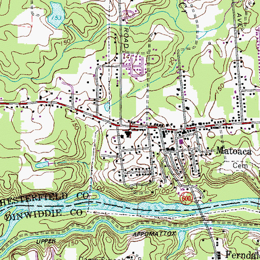 Topographic Map of Matoaca Elementary School, VA