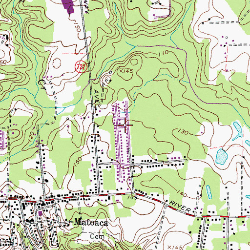 Topographic Map of Matoaca Manor, VA