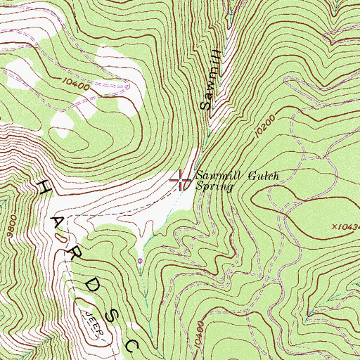 Topographic Map of Sawmill Gulch Spring, CO