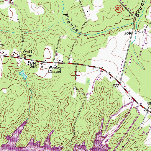 Topographic Map of Oak Hill Estates, VA