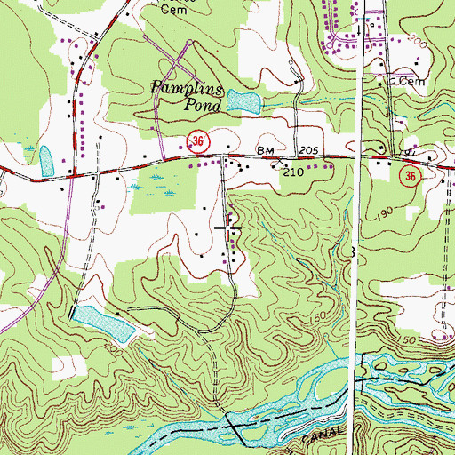 Topographic Map of Penmar Estates, VA