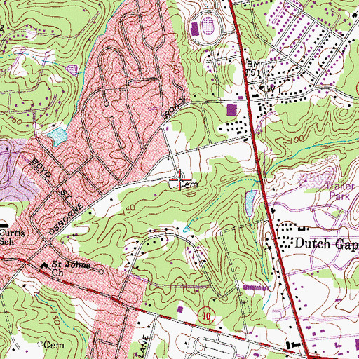 Topographic Map of Perdue Family Cemetery, VA