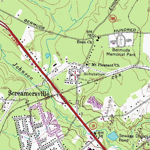 Topographic Map of Perkinson Heights, VA