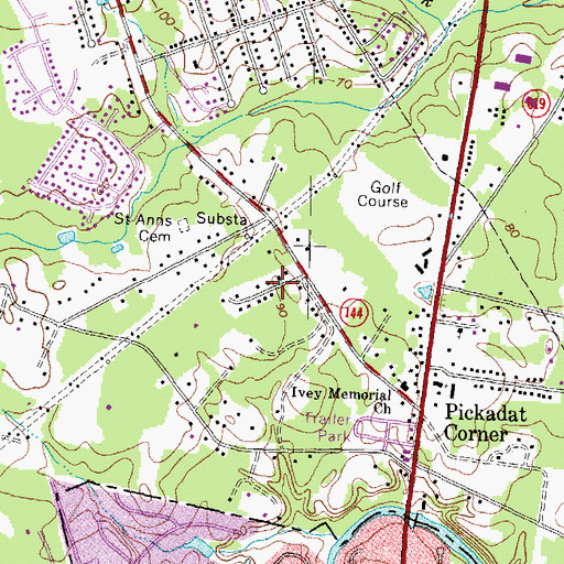 Topographic Map of Pineland, VA