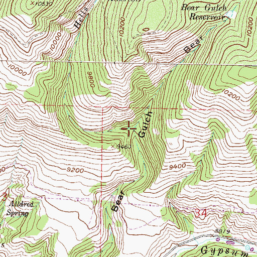 Topographic Map of Hells Hole, CO
