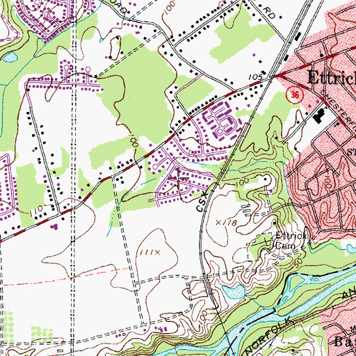 Topographic Map of River Road Estates, VA