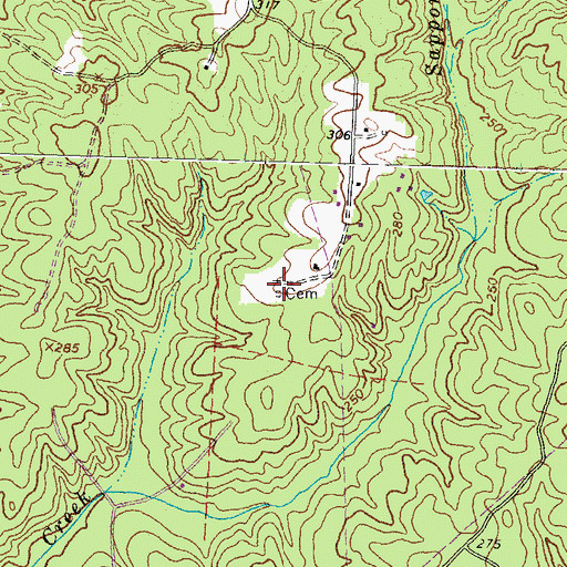 Topographic Map of Sappony Cemetery, VA