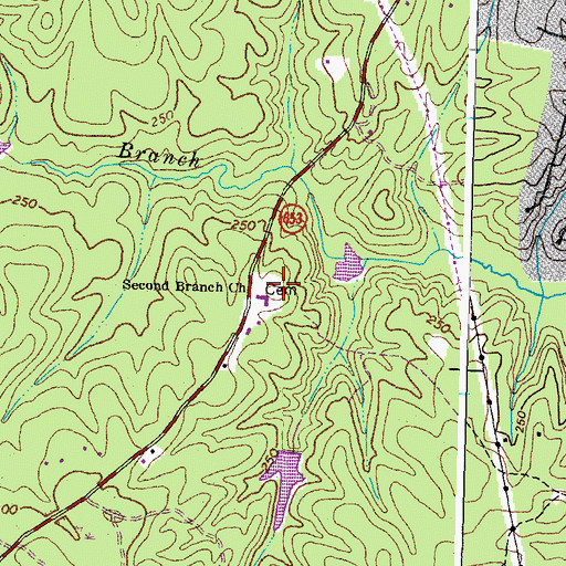 Topographic Map of Second Branch Baptist Church Cemetery, VA