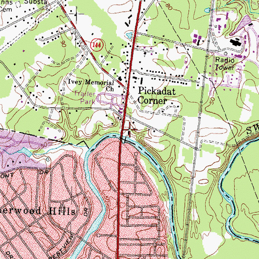 Topographic Map of Swift Creek Mill, VA