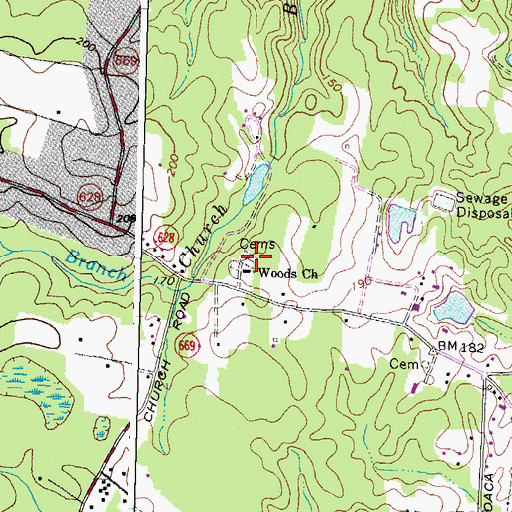 Topographic Map of Woods United Methodist Church Cemetery, VA