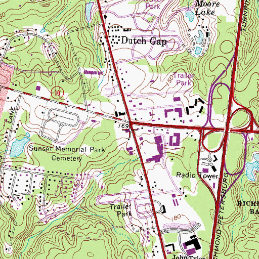 Topographic Map of Breckenridge Shopping Center, VA