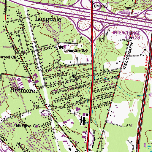 Topographic Map of Biltmore Baptist Church, VA
