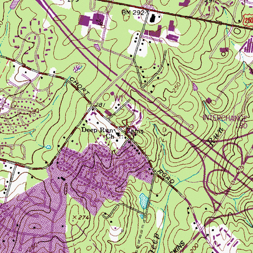 Topographic Map of Deep Run Cemetery, VA