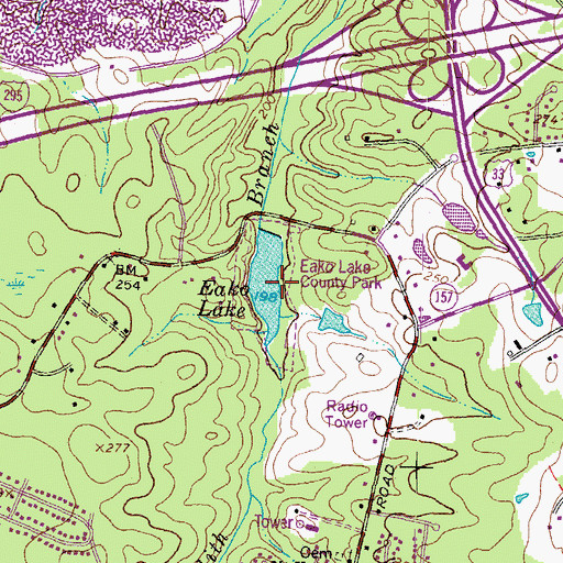 Topographic Map of Eako Lake Park, VA