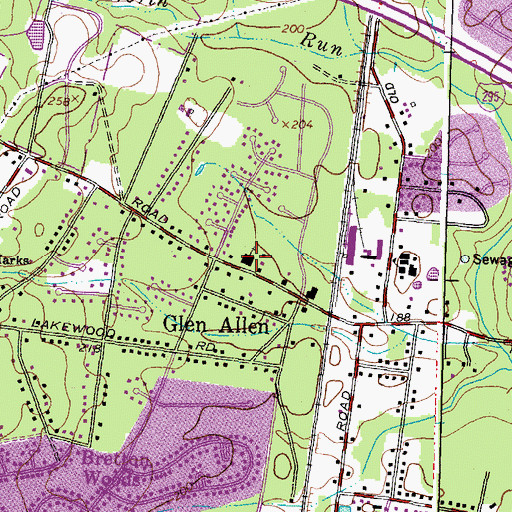 Topographic Map of Glen Allen Baptist Church, VA
