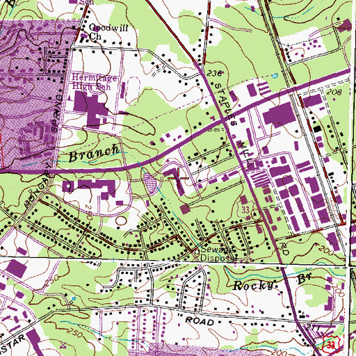 Topographic Map of Henrico County Juvenile Center, VA