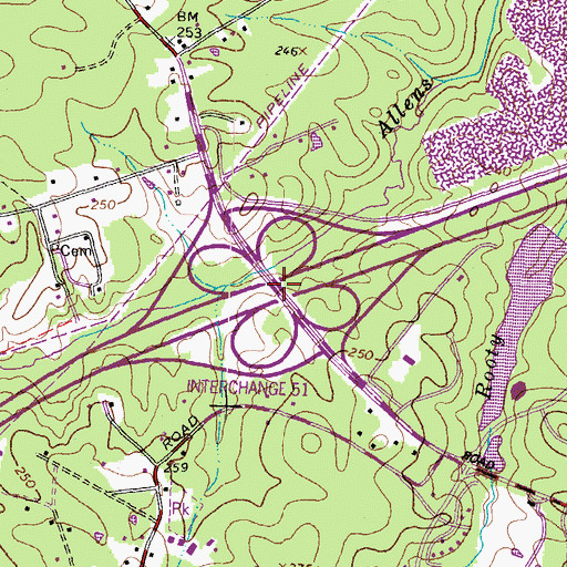 Topographic Map of Interchange 51, VA