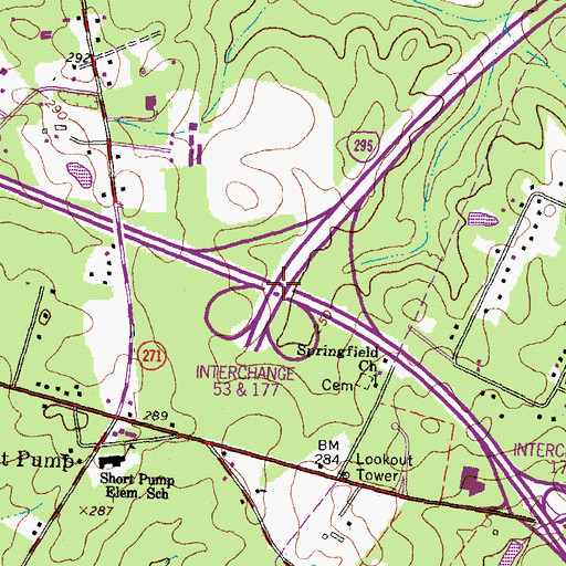 Topographic Map of Interchange 177, VA
