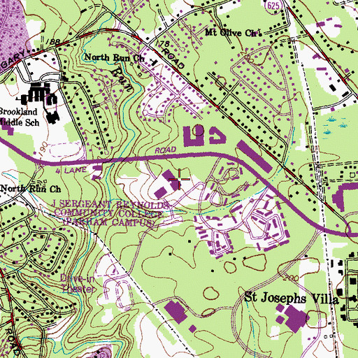 Topographic Map of J Sargeant Reynolds Community College - Parham Road Campus, VA