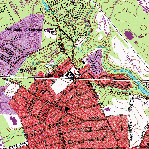 Topographic Map of George H Moody Middle School, VA