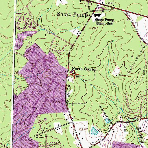 Topographic Map of North Gayton Baptist Church Cemetery, VA