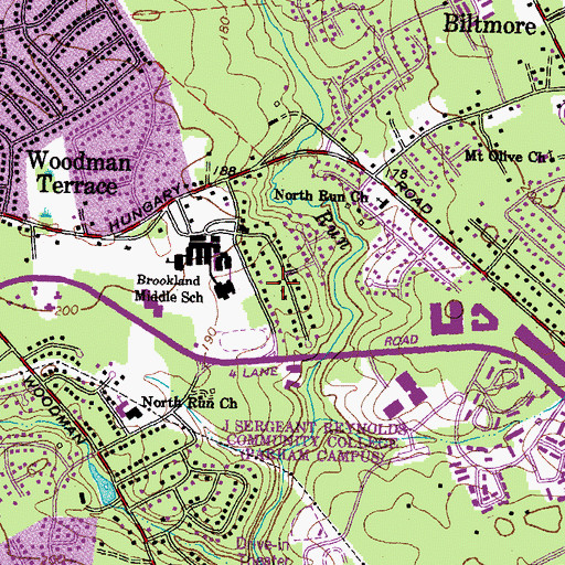Topographic Map of Northwoods, VA