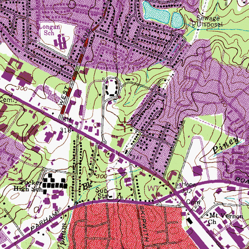 Topographic Map of Parham Hills Christian Church, VA