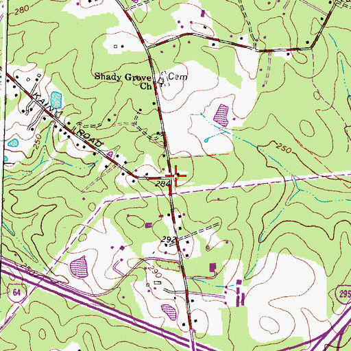 Topographic Map of Shady Grove, VA