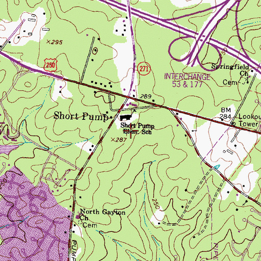 Topographic Map of Short Pump Park, VA