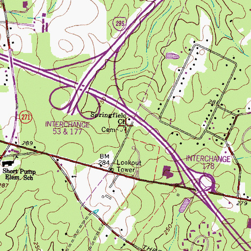 Topographic Map of Springfield Cemetery, VA
