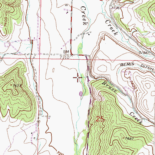 Topographic Map of Bruce Creek, CO
