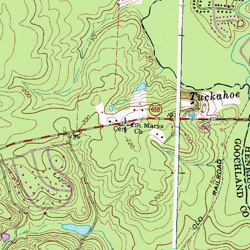 Topographic Map of Saint Marys Cemetery, VA