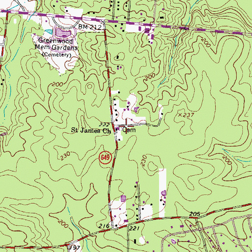 Topographic Map of Saint James Cemetery, VA